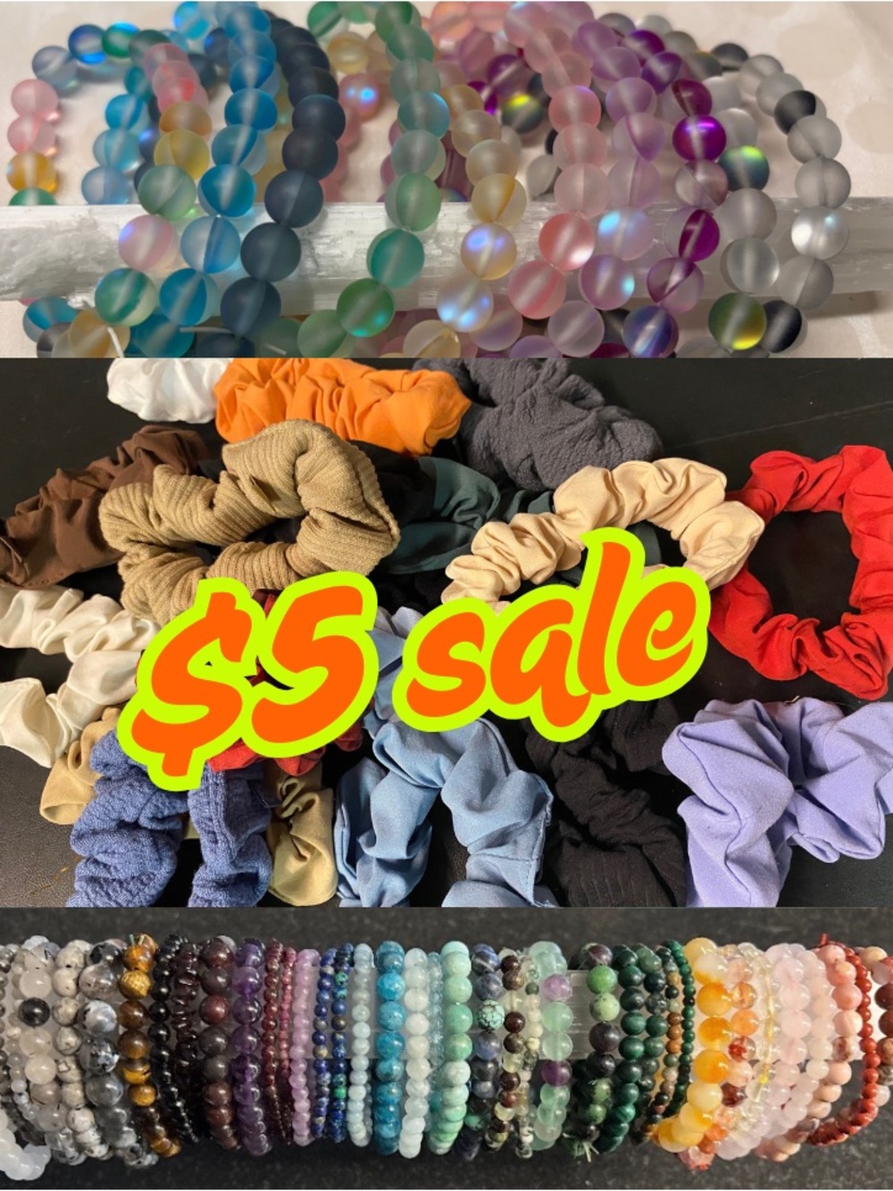 Assorted Color Beaded Bracelets and Scrunchies Set - Multi